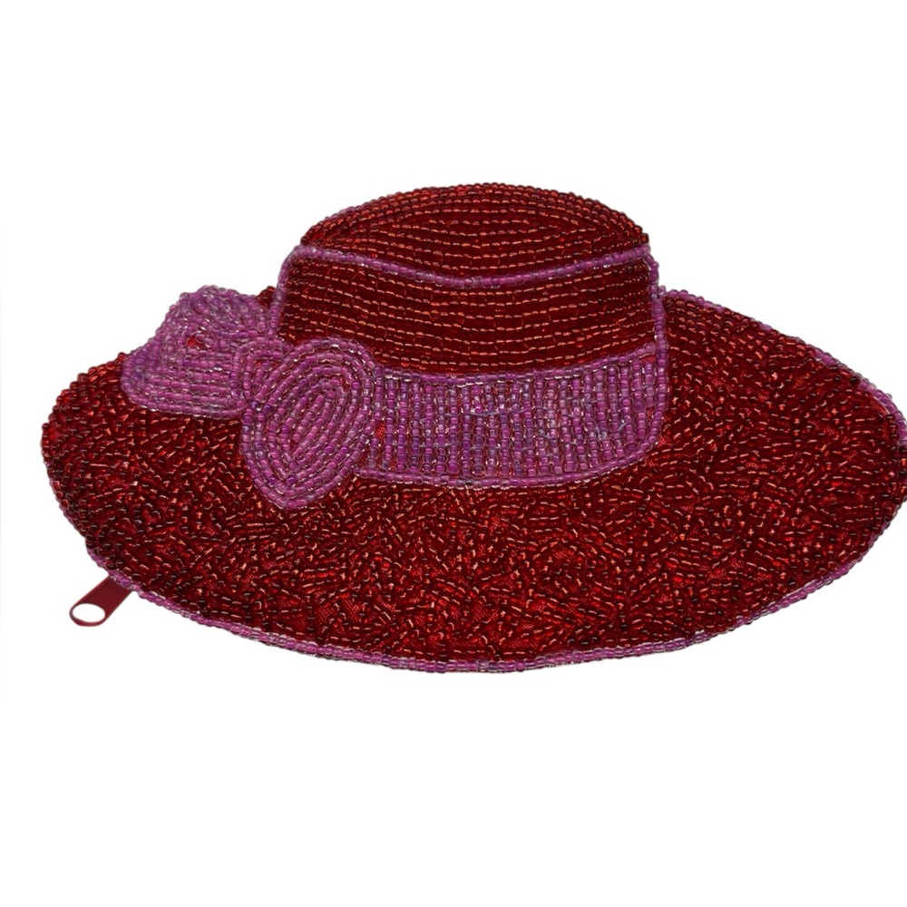 Red Hat beaded coin purse and key chain - Picture 2 of 5